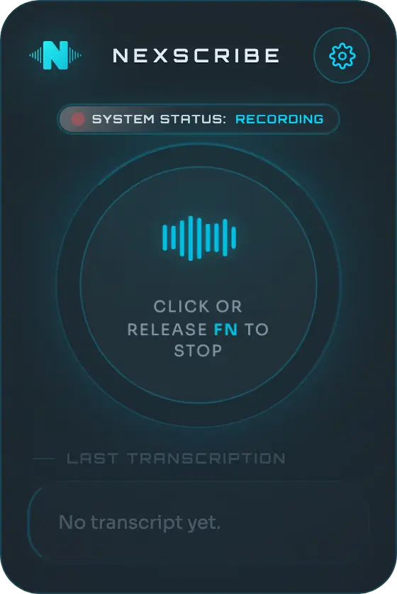 NexScribe in recording state
