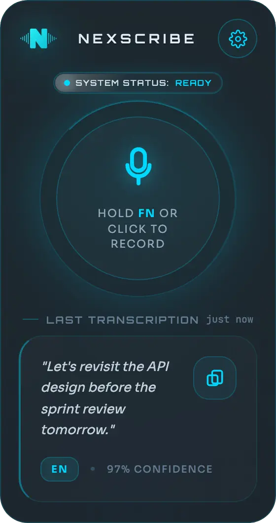 NexScribe showing transcript result